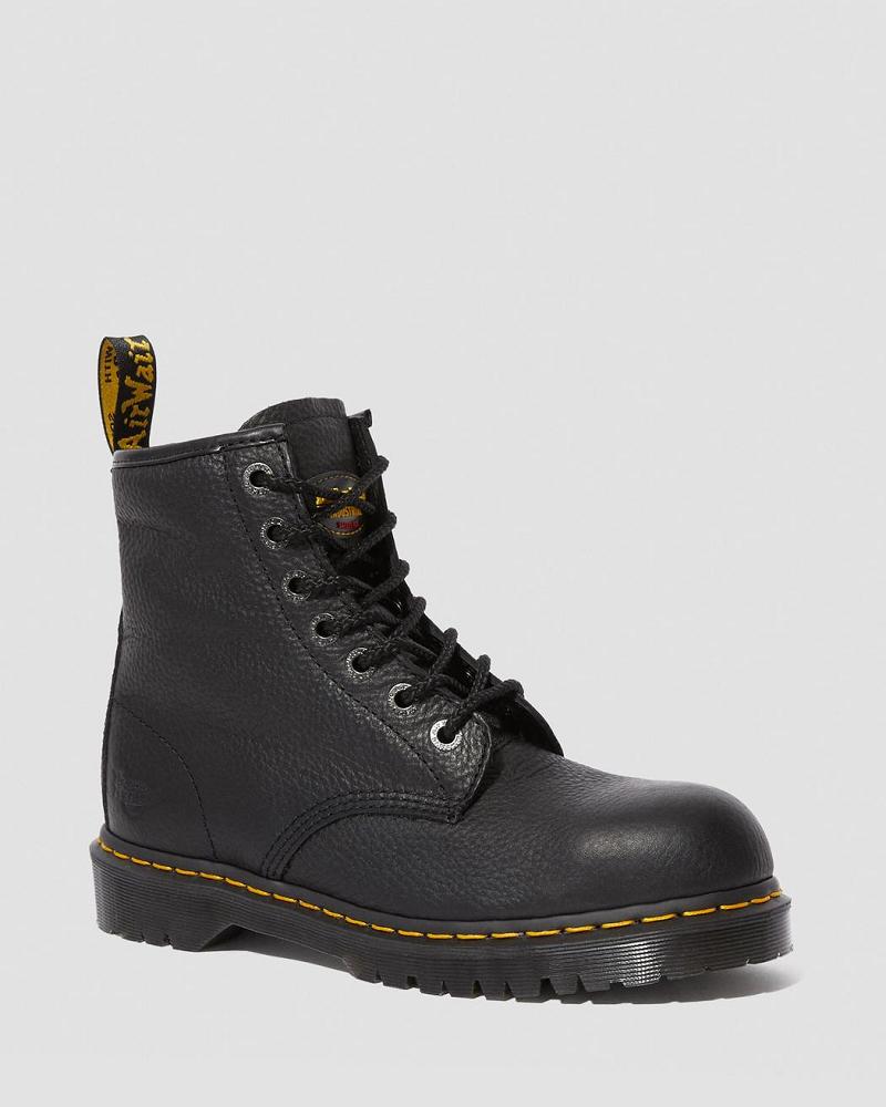 Black Men\'s Dr Martens Icon 7B10 Leather Steel Toe Ankle Boots | CA 442DFM